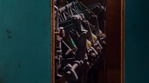 Machine Beromat &laquo; B &raquo; &ndash; M&eacute;canisme de bobinage &agrave; trois roues 3