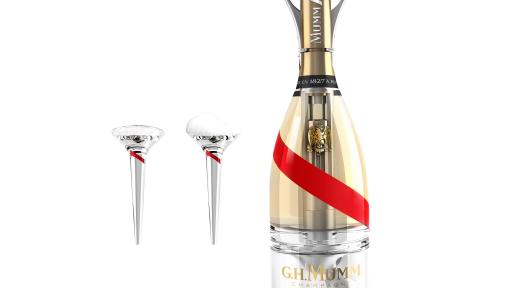 Bottle of Mumm Grand Cordon Stellar With Two Glasses