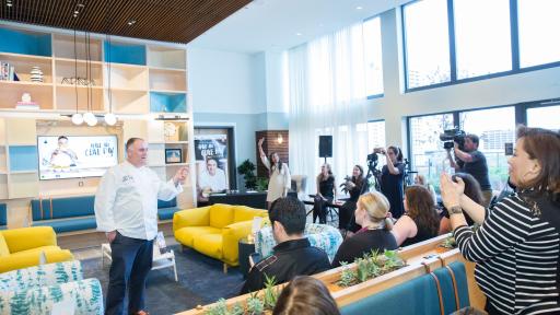 Jos&eacute; Andr&eacute;s talking to the media