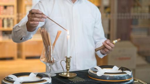 Image of Lighting ritual of Habano cigars.