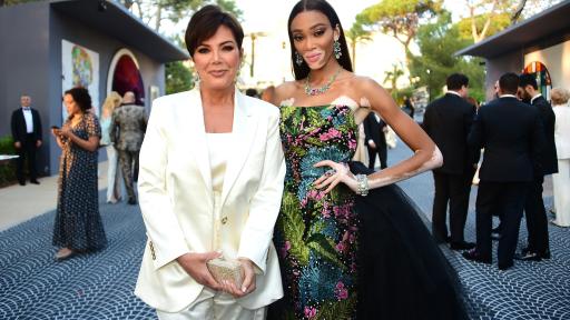 Image of Kris Jenner and Winnie Harlow at AmfAR Cannes for Perrier-Jou&euml;t