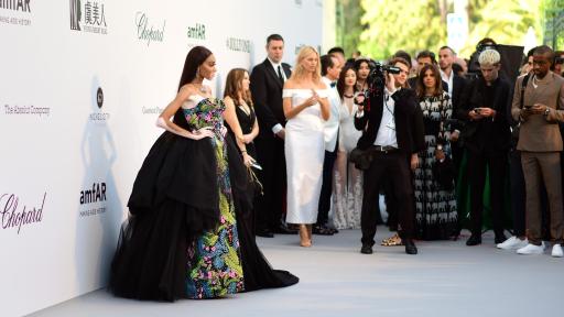 Image of Winnie Harlow at the red carpet for Perrier-Jou&euml;t at AmfAR Cannes