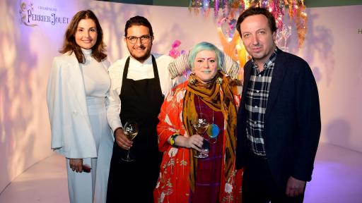 Image of Akrame Benallal, Bethan Laura Wood and Emmanuel Perrotin at HyperNature by Perrier-Jouët