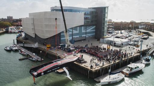 Image of Britannia being lowered into the water