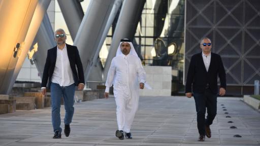 Image of Stars of Science jury members (from right to left):  Professor Abdelhamid El-Zoheiry, Dr. Khalid Al-Ali, and Professor Fouad Mrad
