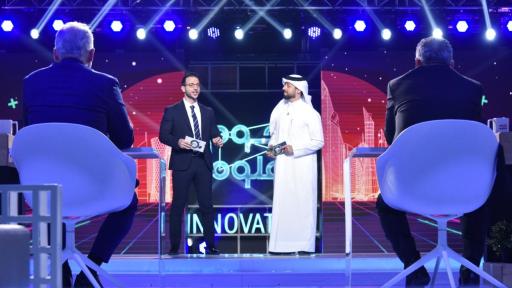 Image of Stars of Science alumnus from Season 3, Majed Lababidi, joins long-time presenter, Khalid Al Jumaily, in hosting the concept prototyping episode