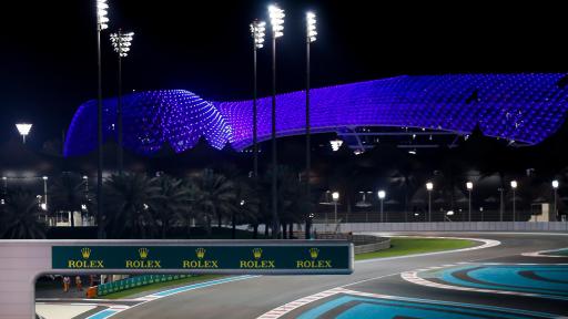 Image of Yas Island illuminated blue during the Abu Dhabi Grand Prix in honour of frontline workers