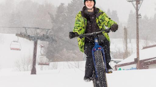 Image of a Fat Bike ride down the slope at Togari Onsen Ski Resort