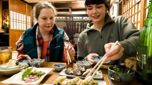 Image of people at an izakaya (Japanese style casual bar) in Nozawa Onsen village