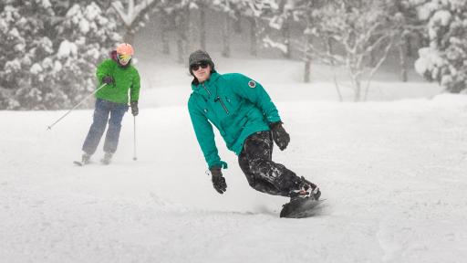 Image of skier and snowboarder at Nozawa Onsen Ski Resort