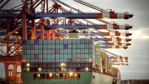 Image of cargo container ship in port