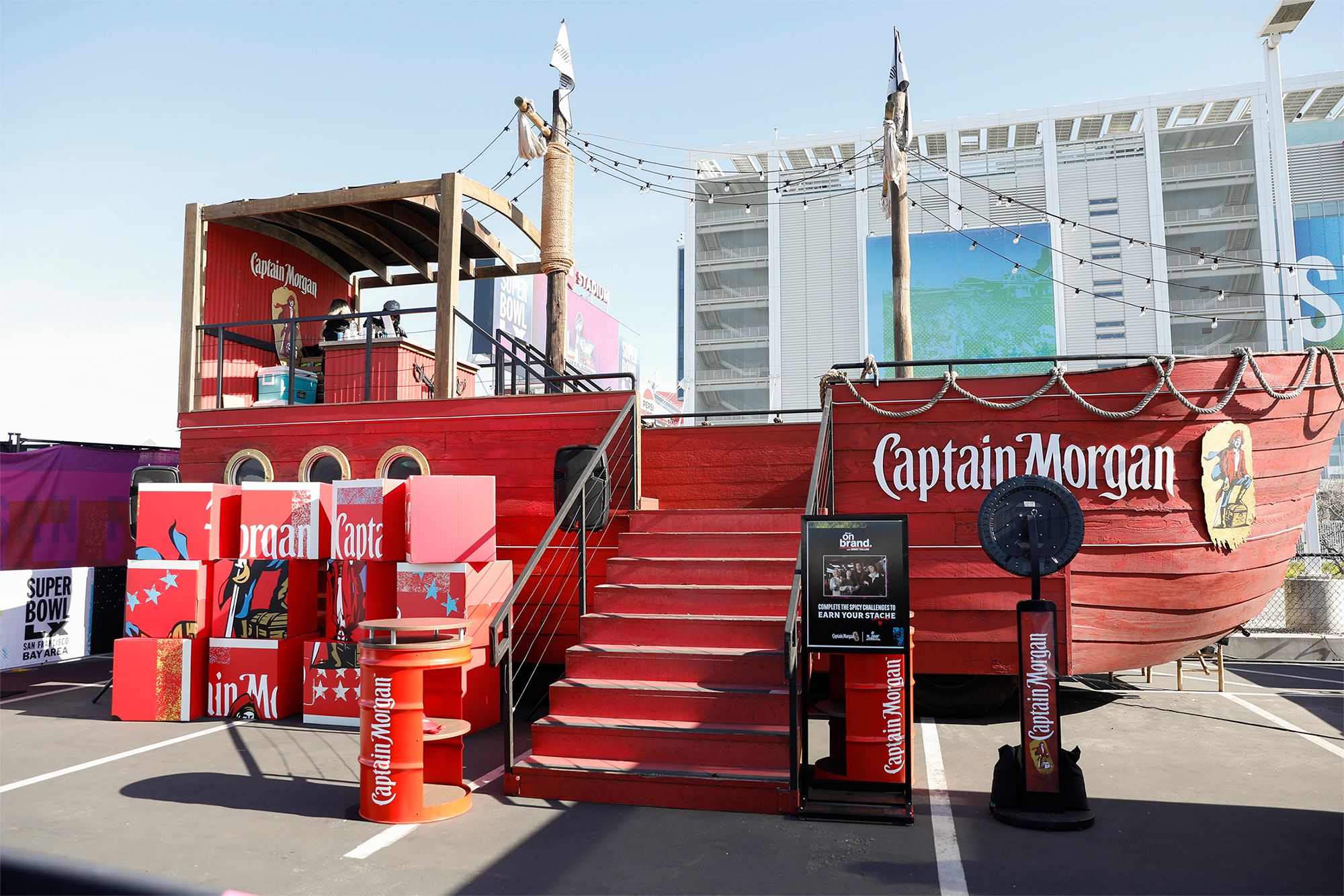 Captain Morgan, the Official Spiced Rum of SBLX, celebrates with fans at NFL Gameday Experience