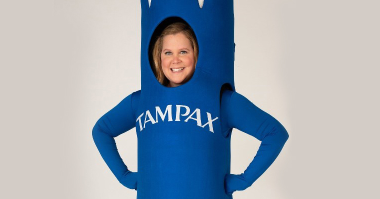 Amy Schumer in a Tampax tampon costume