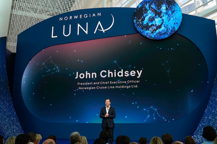 John Chidsey, President and CEO of Norwegian Cruise Line Holdings Ltd®, at Norwegian Luna™'s Christening Ceremony at the Company's LEED® Gold Certified terminal at PortMiami on Friday, March 27, 2026 in Miami, Fla. 