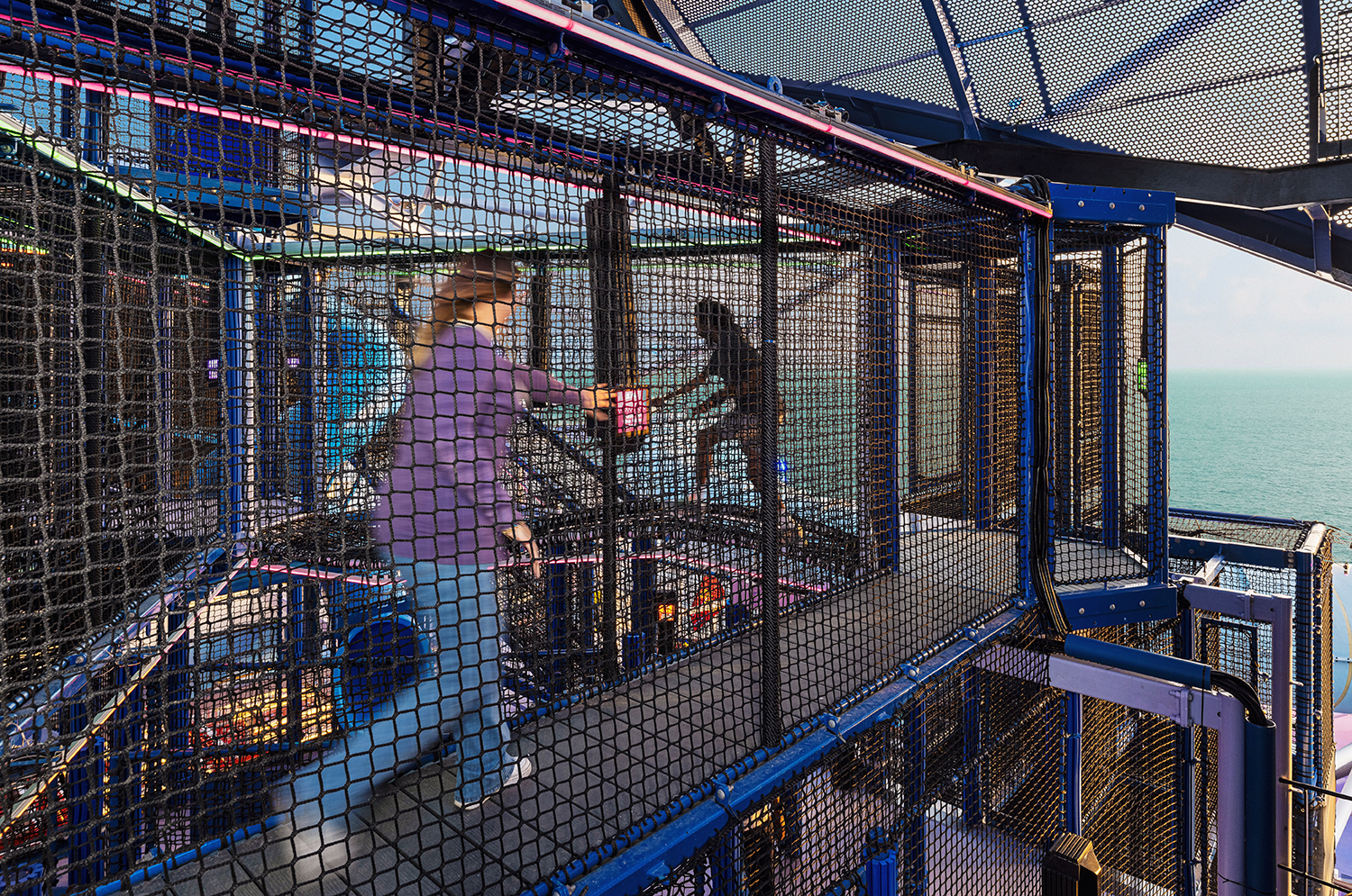 New aboard Norwegian Luna™, is the Moon Climber, a multi-level, interactive obstacle course designed for kids and adults alike.