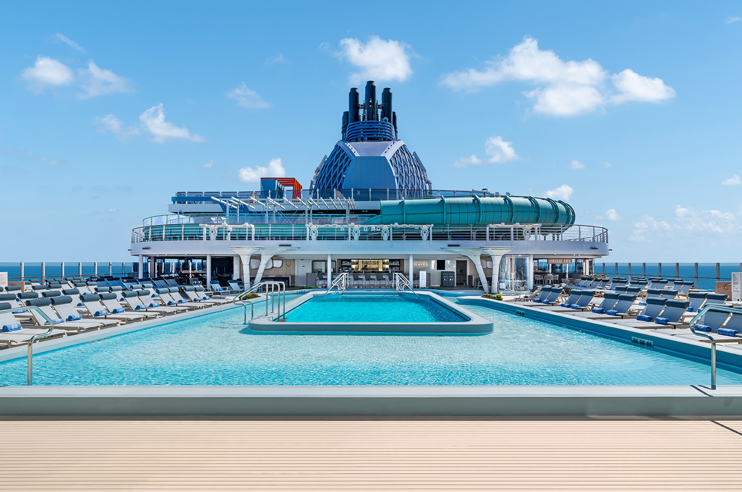 Norwegian Luna™ features an expansive pool deck, offering guests ample space to soak up the sun on the ship's Caribbean and Bahamas voyages.