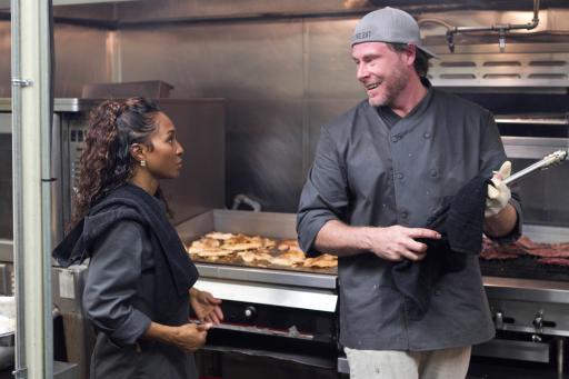 Chilli and Dean McDermott cook on Food Network's Rachael vs. Guy Celebrity Cook-Off