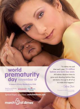 ANNE GEDDES DONATES CELINE DION IMAGE FOR PSA ABOUT PREMATURE BABIES