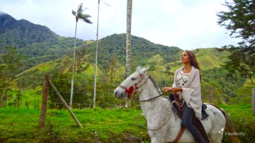 Courtney horseback riding through Colombia's Cocora Valley