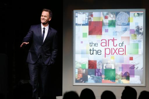 Neil Patrick Harris entertains the crowd at the LG Art of the Pixel gala.