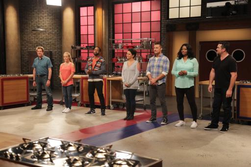 Contestants line up on Food Network's Worst Cooks in America Celebrity Edition