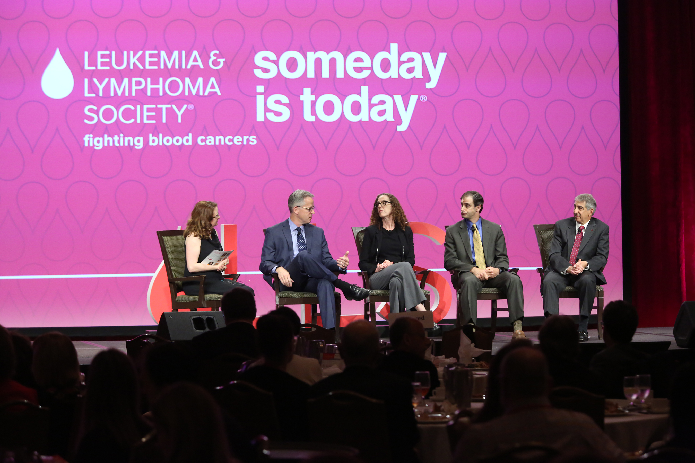 The Leukemia & Lymphoma Society’s “Leading the Way to Cancer Cures” panel on the cost of cancer care. (From left to right: Liz Szabo, Kaiser Health News; Randy Burkholder, PhRMA; Robin Yabroff, Ph.D., MBA, U.S. Department of Health and Human Services; Joshua Seidman, Ph.D., Avalere; Louis DeGennaro, Ph.D., LLS.)
