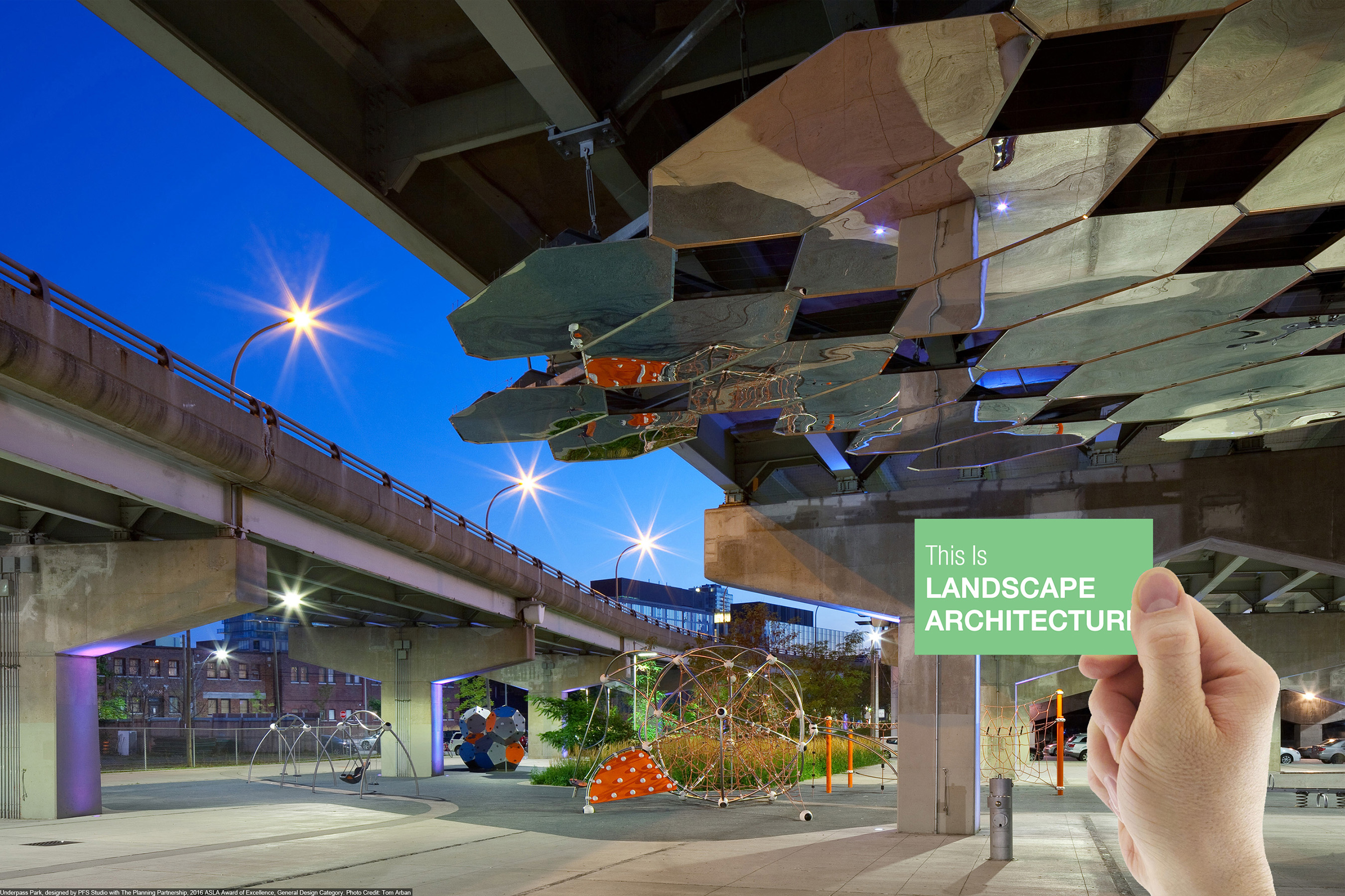 Underpass Park, designed by PFS Studio with The Planning Partnership, 2016 ASLA Award of Excellence, General Design Category. Photo Credit: Tom Arban.