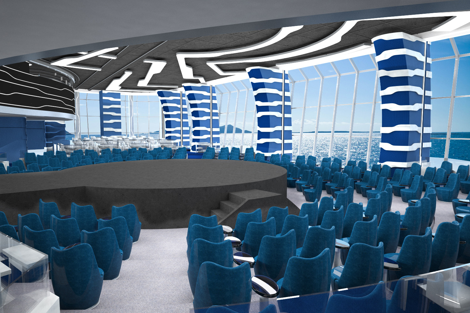 The purpose-built Carousel Lounge onboard MSC Meraviglia was designed to meet the specific performance needs of Cirque du Soleil.