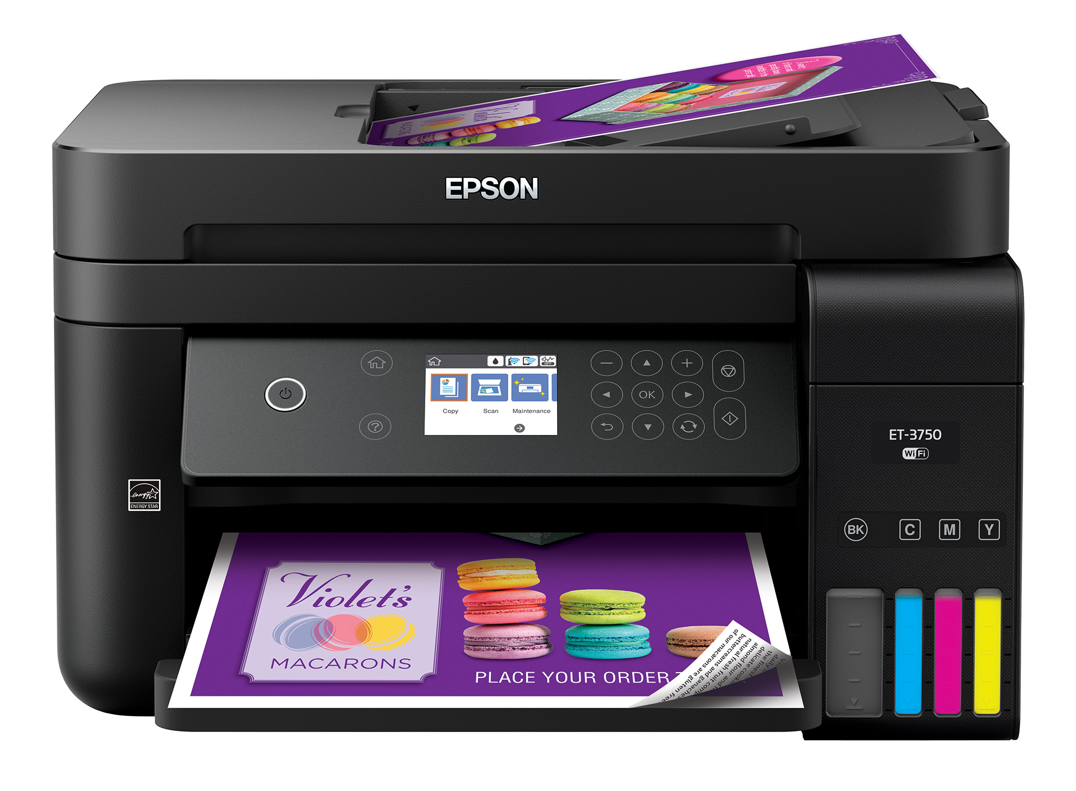 The Epson WorkForce ET-3750 EcoTank all-in-one with cartridge-free printing offers an unbeatable combination of value and convenience for the office.