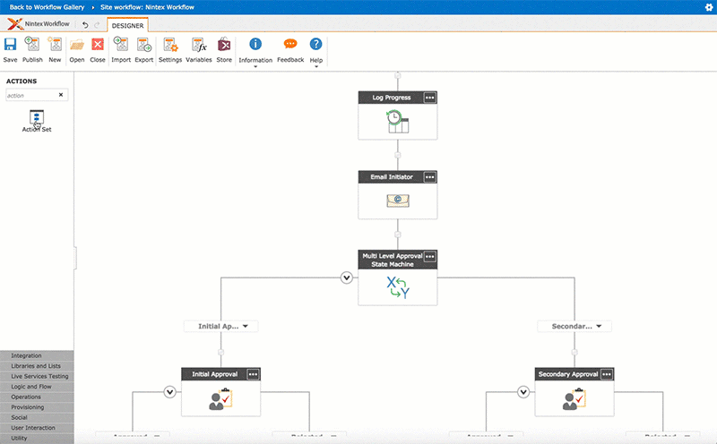 Nintex Workflow for Office 365 Action Sets
