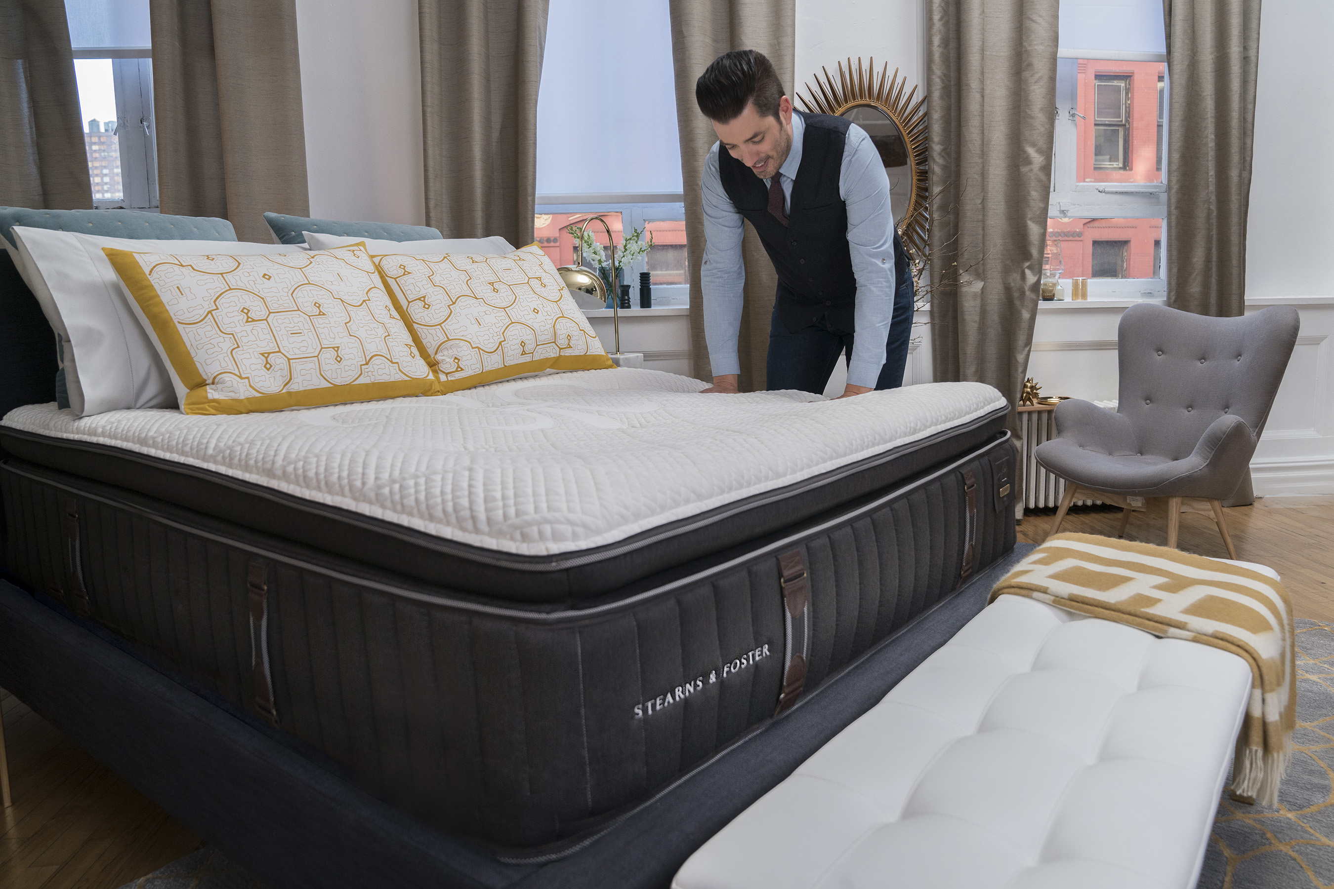“One of the most important, most used pieces of furniture in the entire house is the mattress. That’s why I wanted to help consumers see that they can have comfort and personal style in one place that they’ll enjoy every night,” said Jonathan Scott, home design expert.