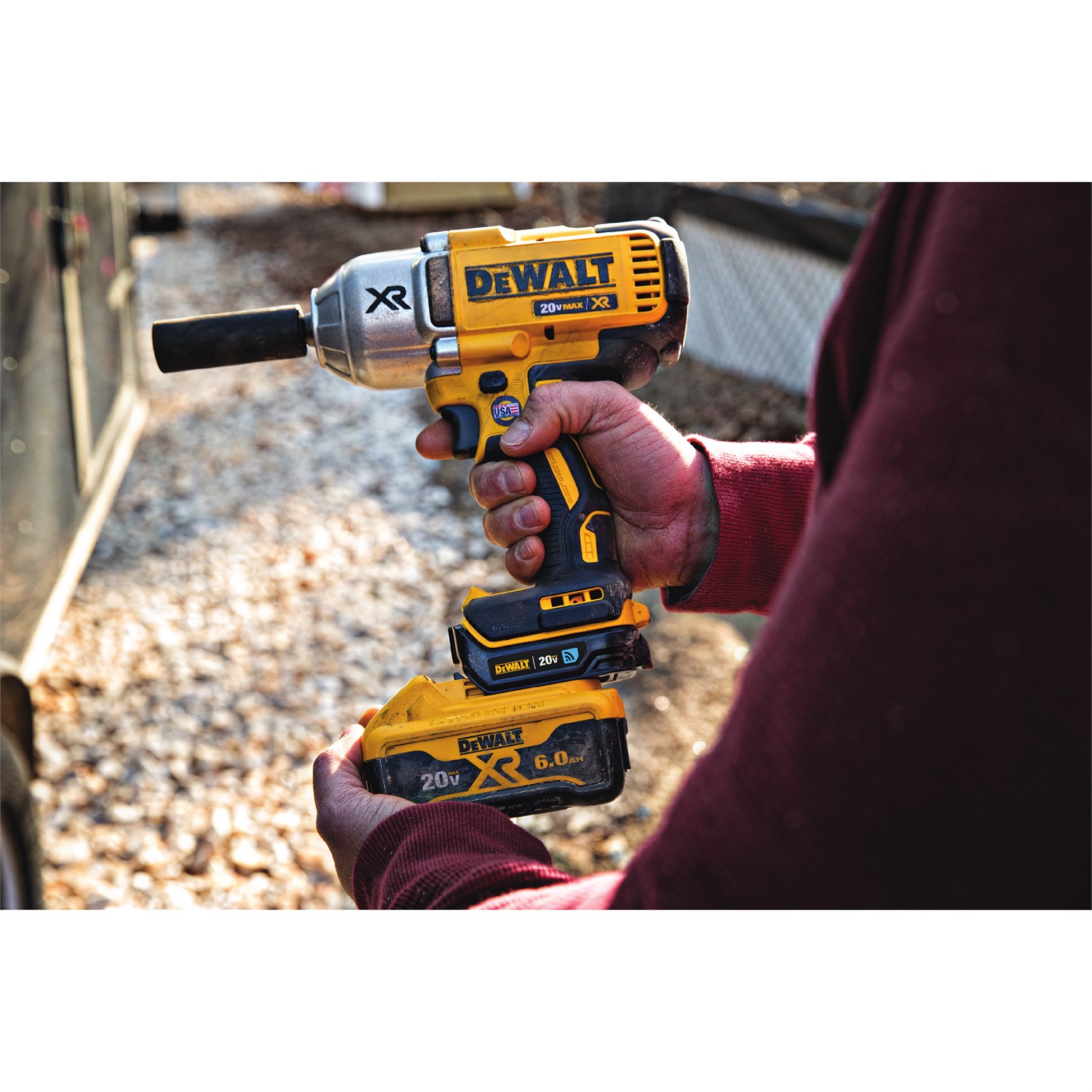 The 20V MAX* Tool Connect™ Connector (DCE040) permanently attaches between a battery and tool, allowing most of the 100 products in the 20V MAX* System to be connected to the Tool Connect™ system.