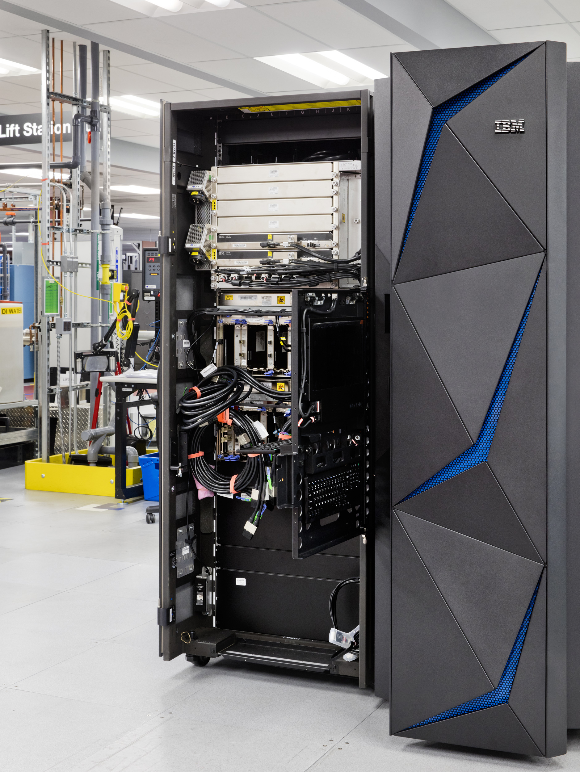 The IBM Z mainframe is a breakthrough in data protection technology designed to tackle the epidemic of data breaches. Contact: Lori Bosio, IBM, bosiol@us.ibm.com 914-765-2367 (Photo Credit: Connie Zhou for IBM)