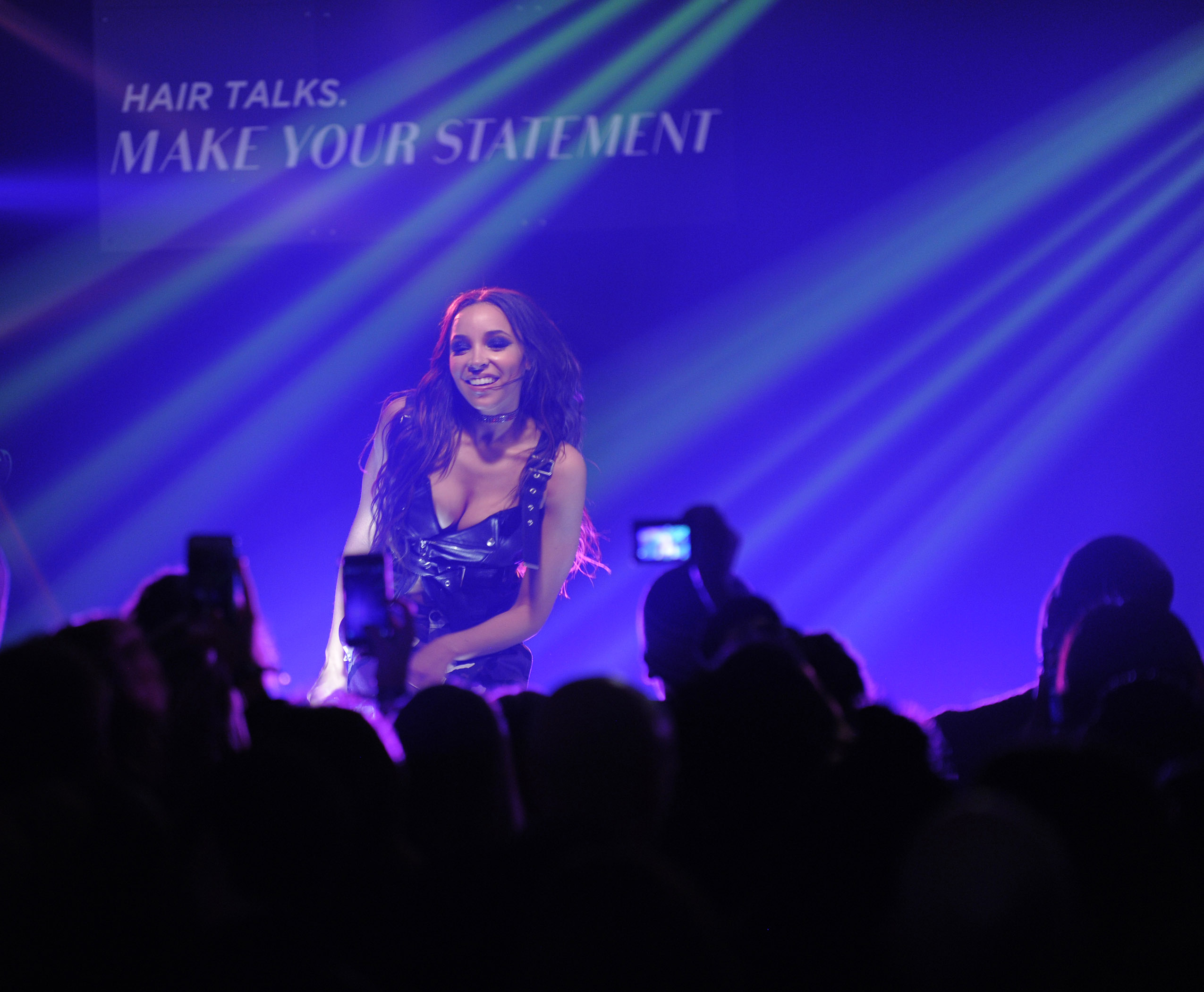 Tinashe on stage for the new John Frieda® Hair Care campaign, #HairTalks in NYC