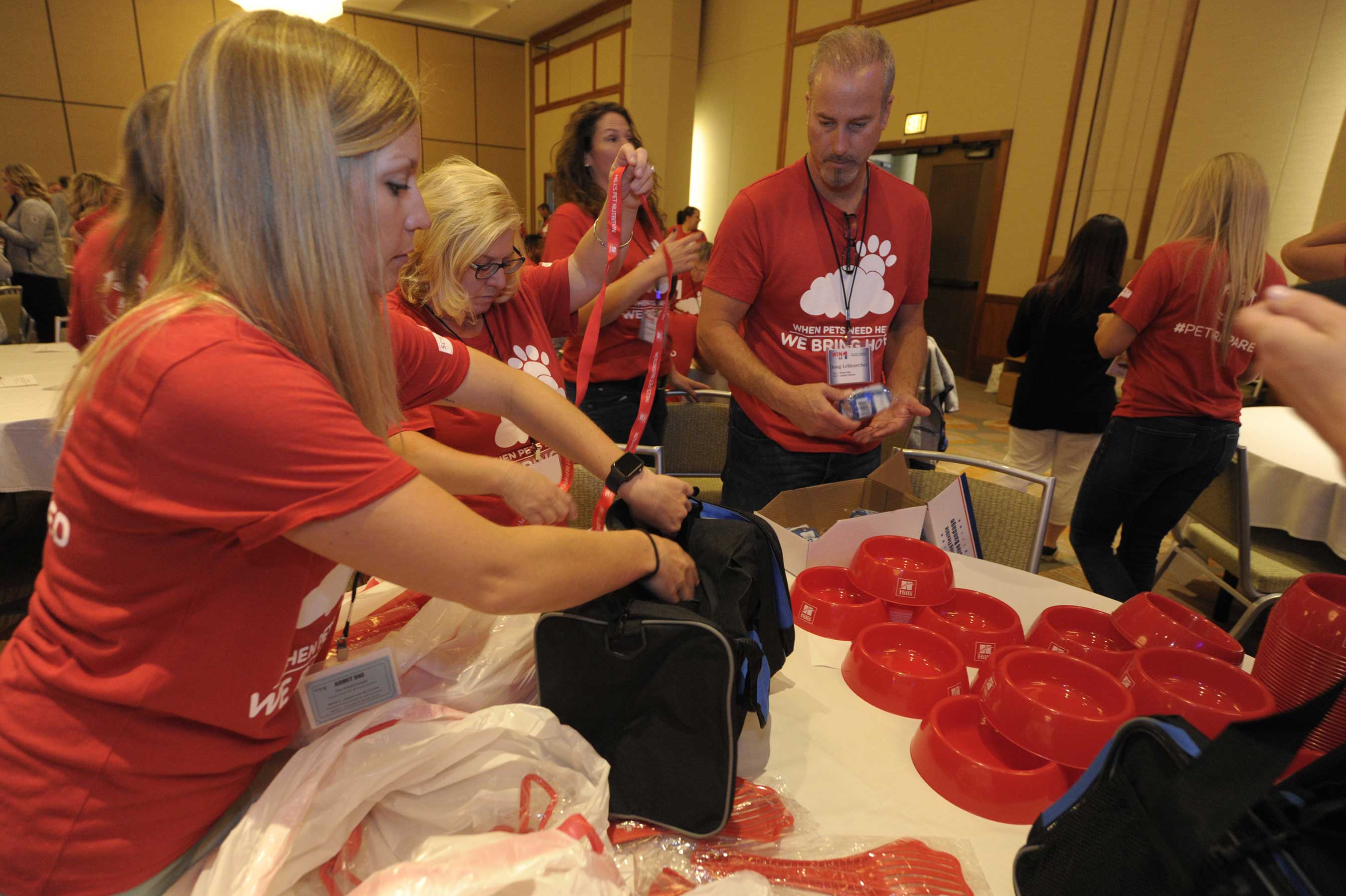 Hundreds of Hill’s Pet Nutrition team members built 5,000 pet emergency go-kits to be donated to animal shelters around the country.