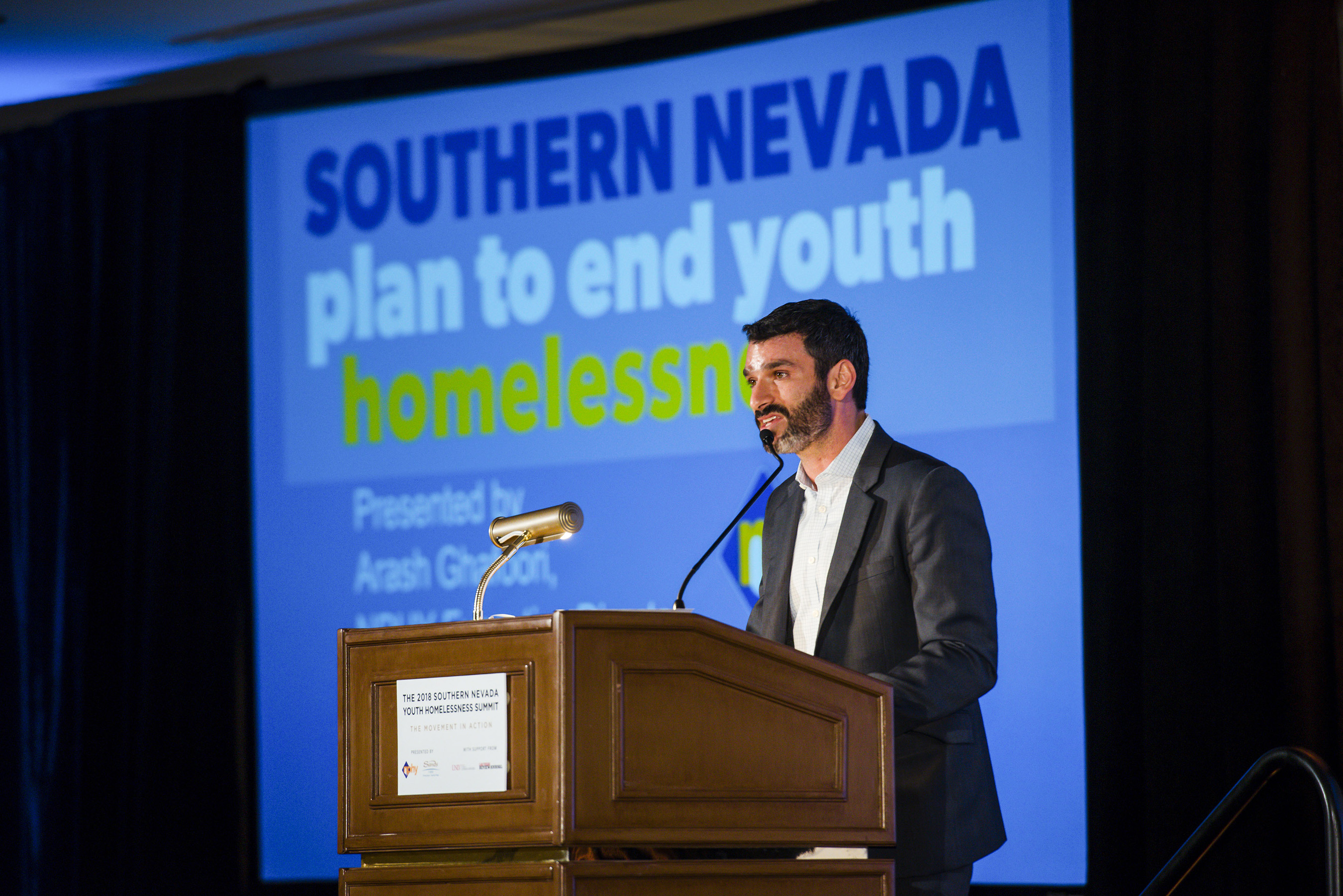 Arash Ghafoori, Executive Director of the Nevada Partnership for Homeless Youth detailed the first-ever Southern Nevada Plan to End Homeless Youth. The Plan was announced at the Southern Nevada Youth Homelessness Summit hosted by Las Vegas Sands and the Nevada Partnership for Homeless Youth.