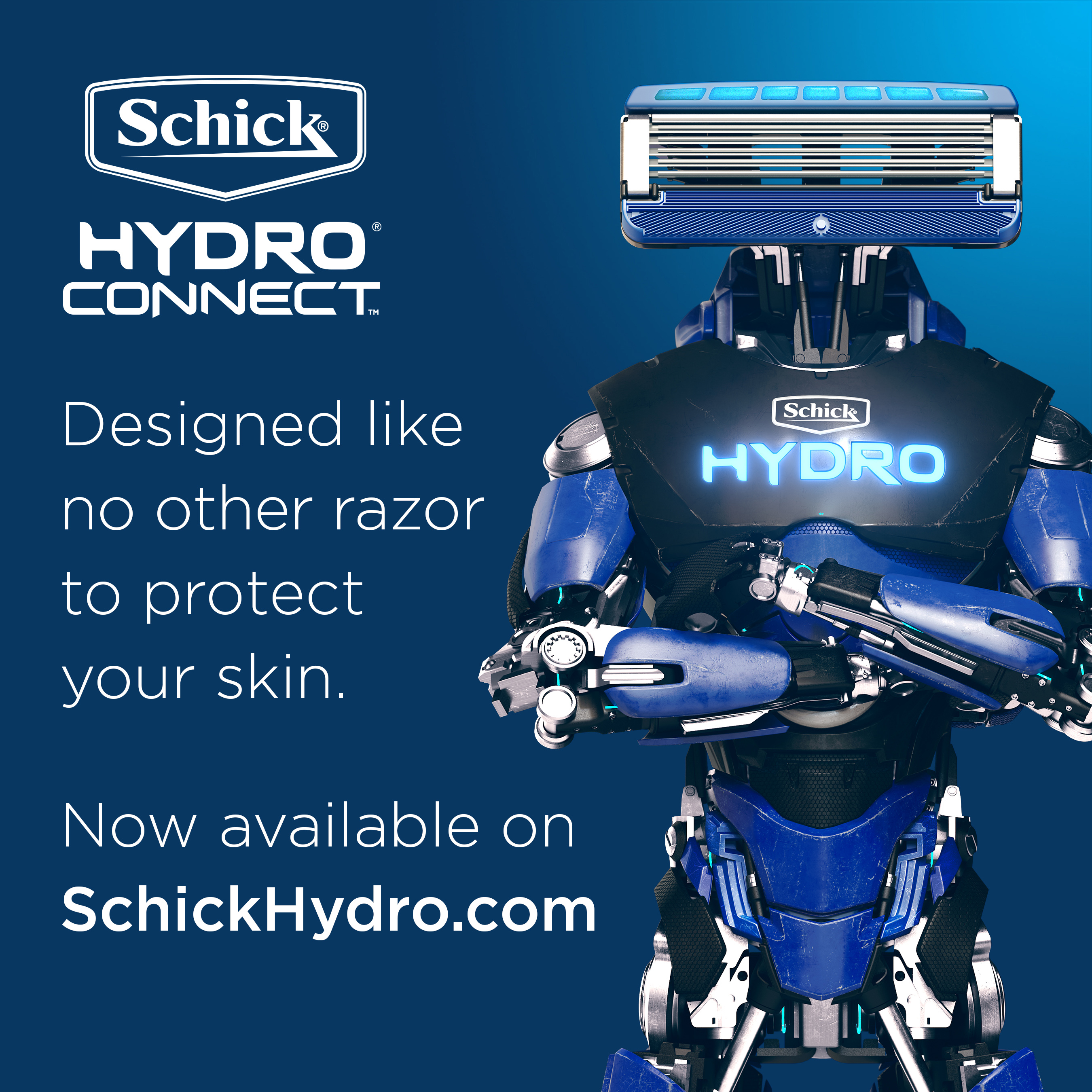 Schick Hydro Connect™ is designed like no other to fit the Gillette Fusion† and Mach3† razor handles1, initially available only on SchickHydro.com (in the U.S.), Schick Hydro’s new direct-to-consumer website. †Schick Hydro Connect™ is not manufactured or distributed by The Gillette Company LLC, owner of the registered marks Gillette®, Fusion® and Mach3®. 1Schick Hydro Connect™ 3 fits Mach3® handles. Schick Hydro Connect™ 5 fits Fusion® handles. Schick Hydro® refills are not compatible with Schick Hydro Connect™ handles.
