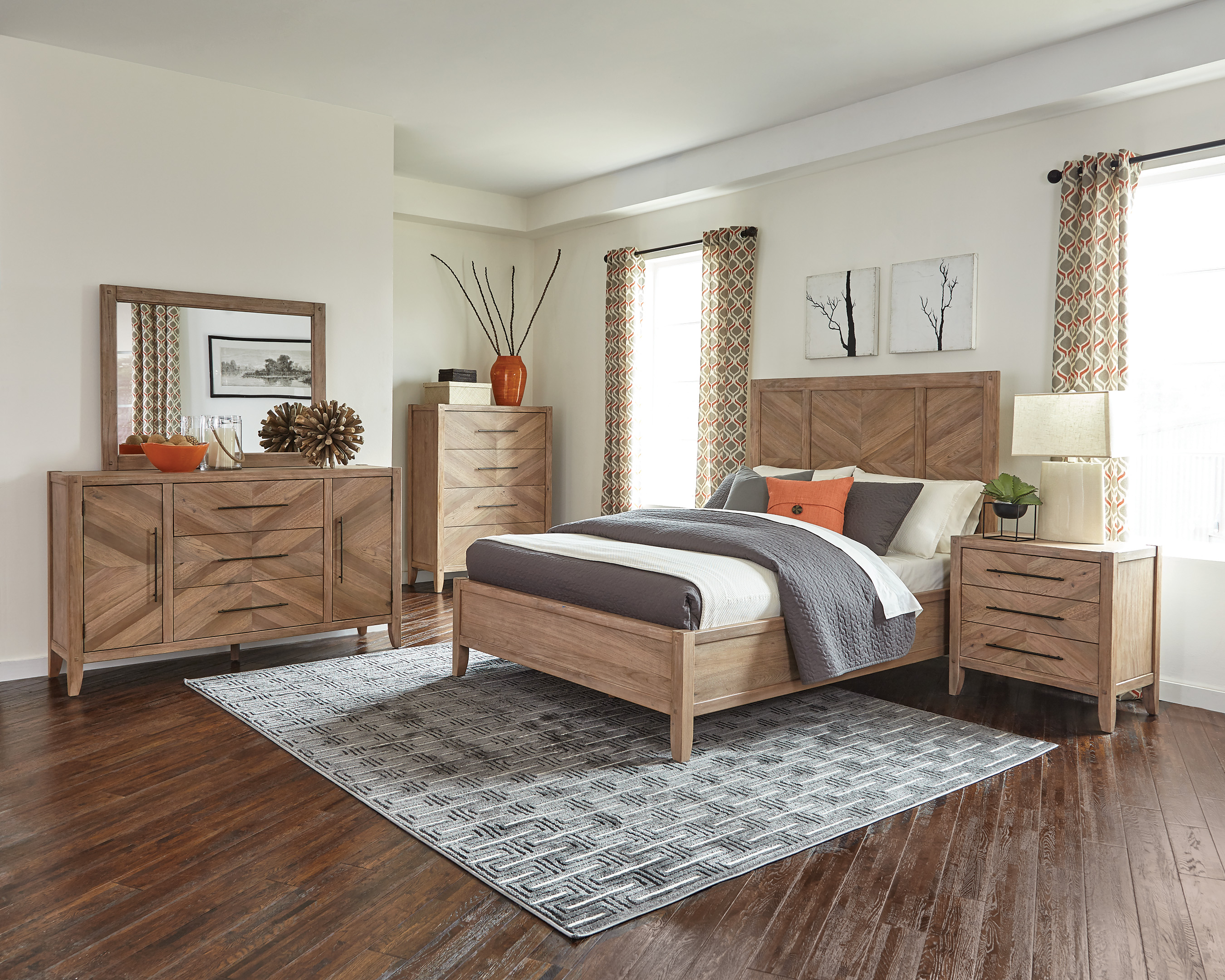 Bedroom – Scott Living White Washed Natural Panel Bed