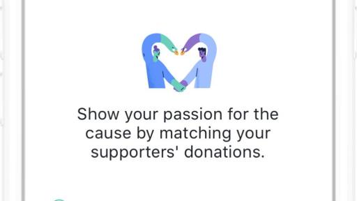 I-phone with Match Donations Page on screen.