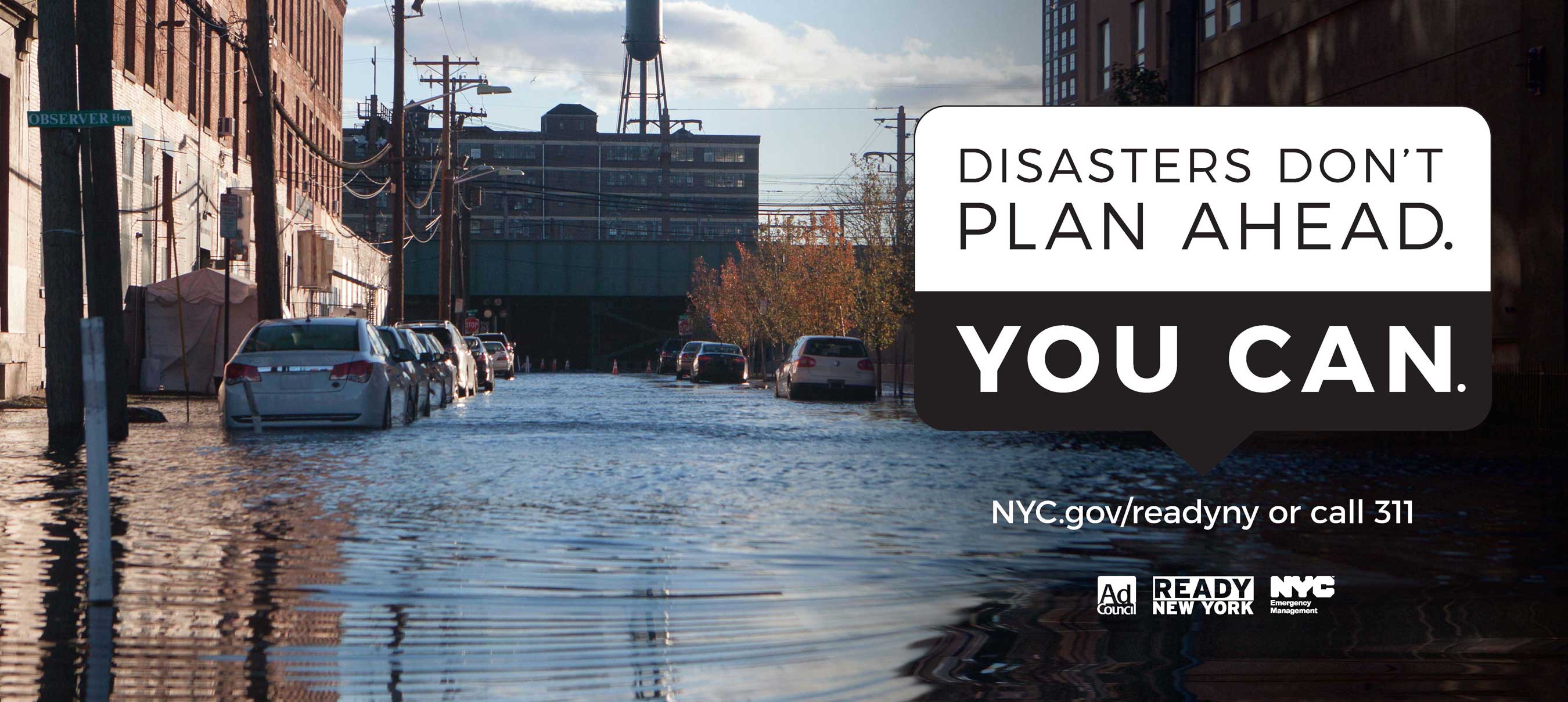 Disasters Don't Plan Ahead Flood NYC Billboard