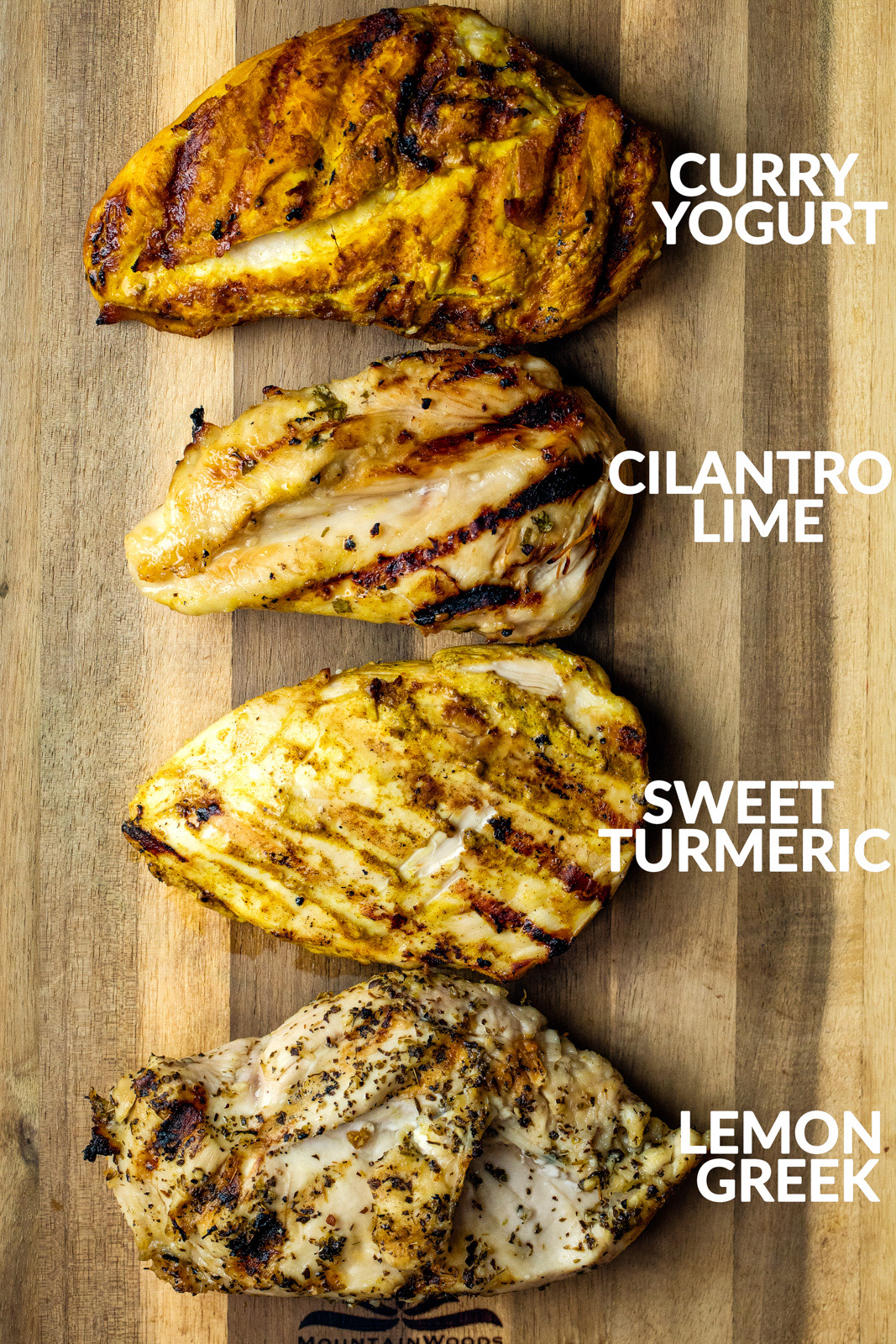 Clean eating is never boring when you have mouth-watering chicken marinades like Curry Yogurt and Sweet Turmeric.