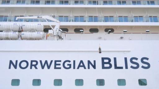 Play video: The traditional bottle break at the christening of Norwegian Bliss in Seattle, Washington