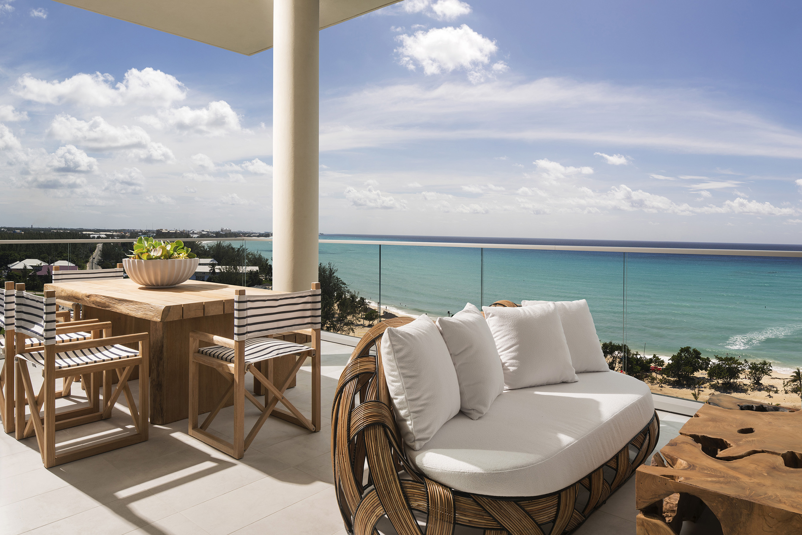 View from the private balcony of a unit at the newly opened Residences at Seafire in Grand Cayman