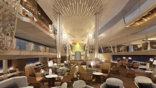 Spanning three decks at the heart of the ship, The Grand Plaza acts as the epicenter of Celebrity Edge, which radiates an energy that lures guests throughout the day, as it transforms both physically and atmospherically.