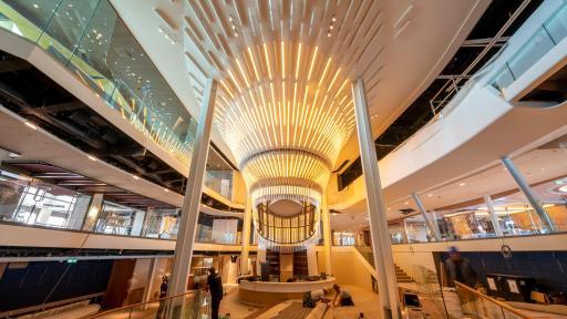 A sneak peek at The Grand Plaza, designed by visionaries Patrick Jouin and Sanjit Manku of Jouin Manku, on Celebrity Edge as of September 13, 2018.