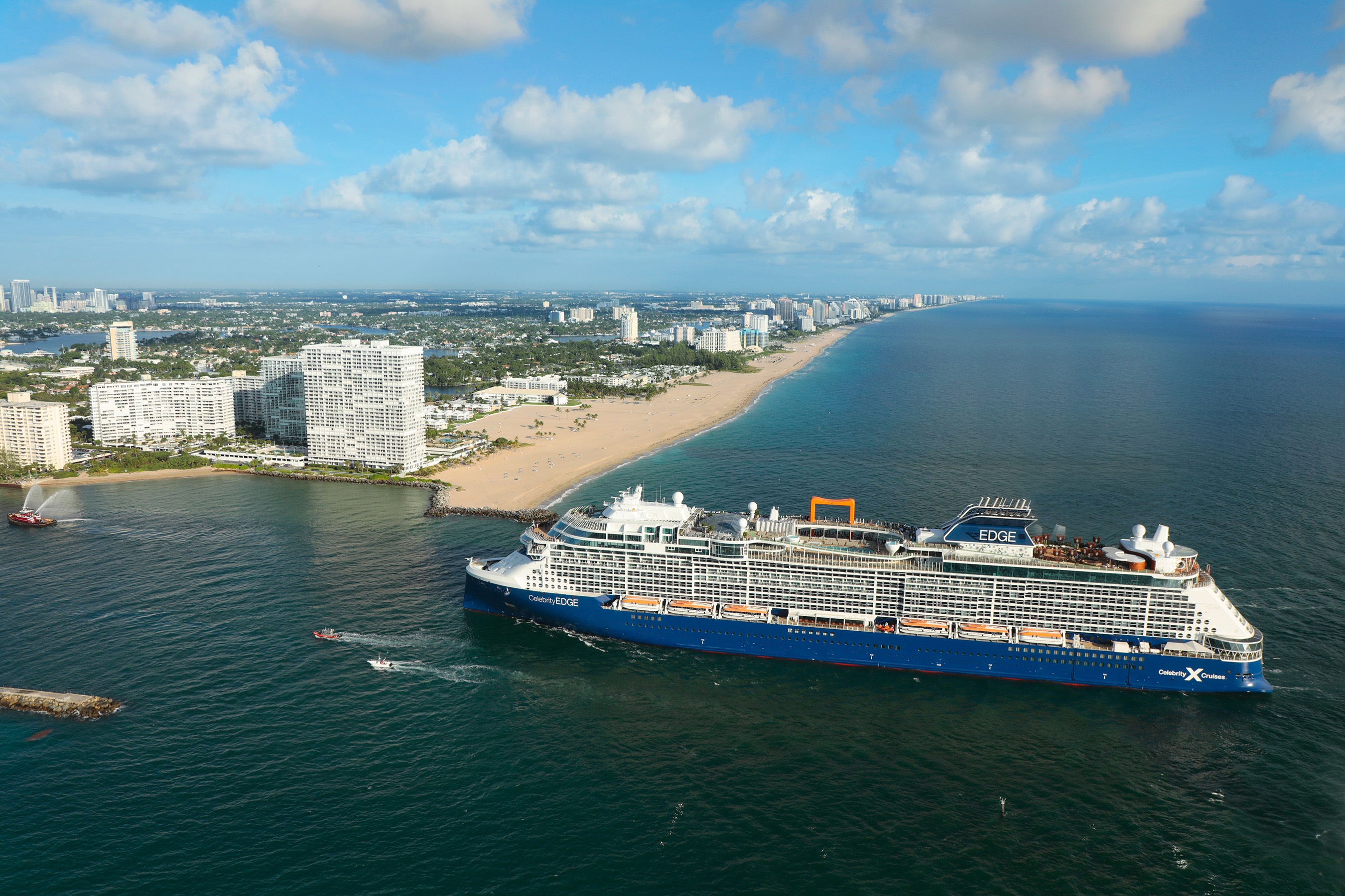 Celebrity Cruises' highly anticipated ship, Celebrity Edge, gets an electrifying welcome to her new South Florida home at Port Everglades' Terminal 25