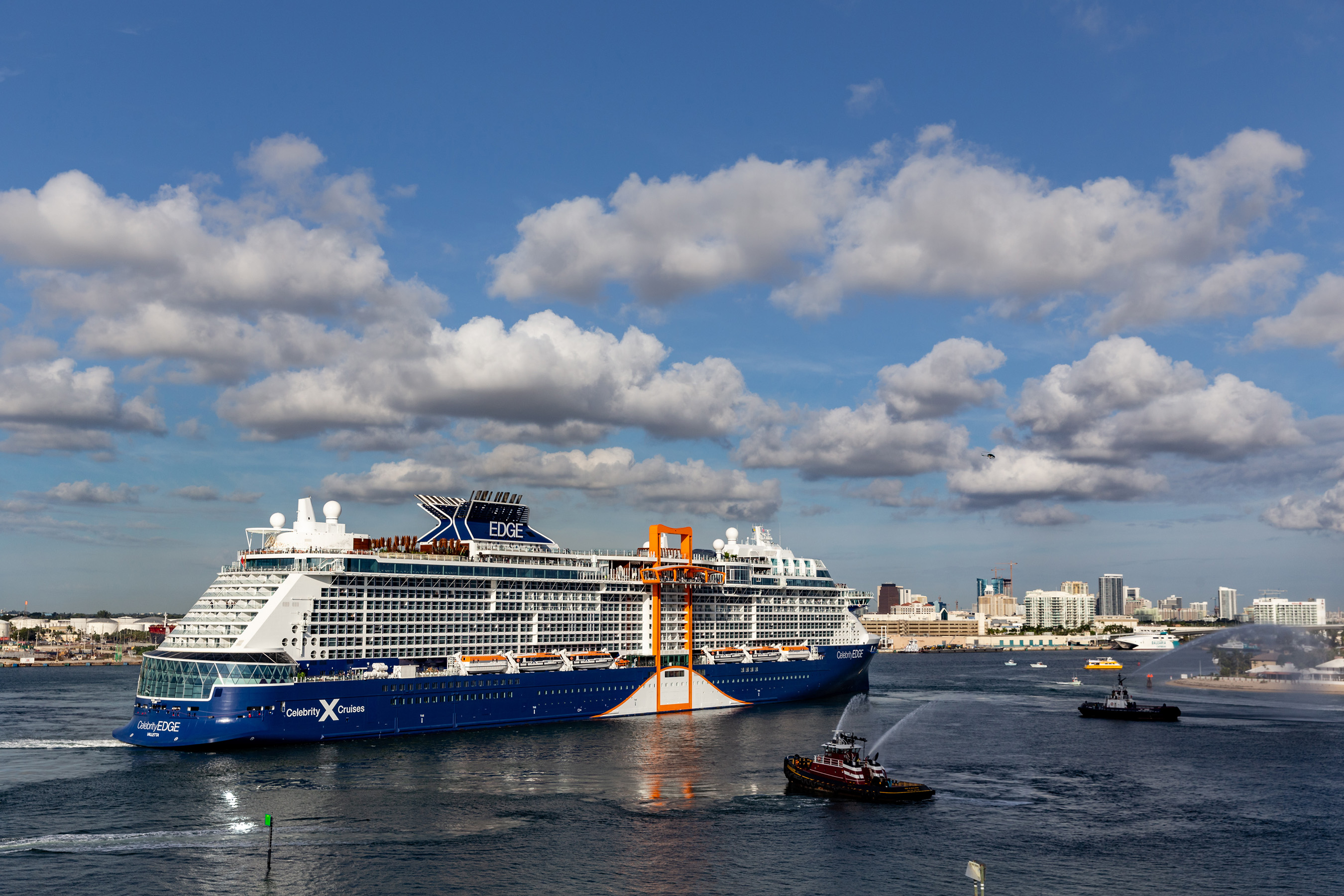 Celebrity Cruises' highly anticipated ship, Celebrity Edge, gets an electrifying welcome to her new South Florida home at Port Everglades' Terminal 25