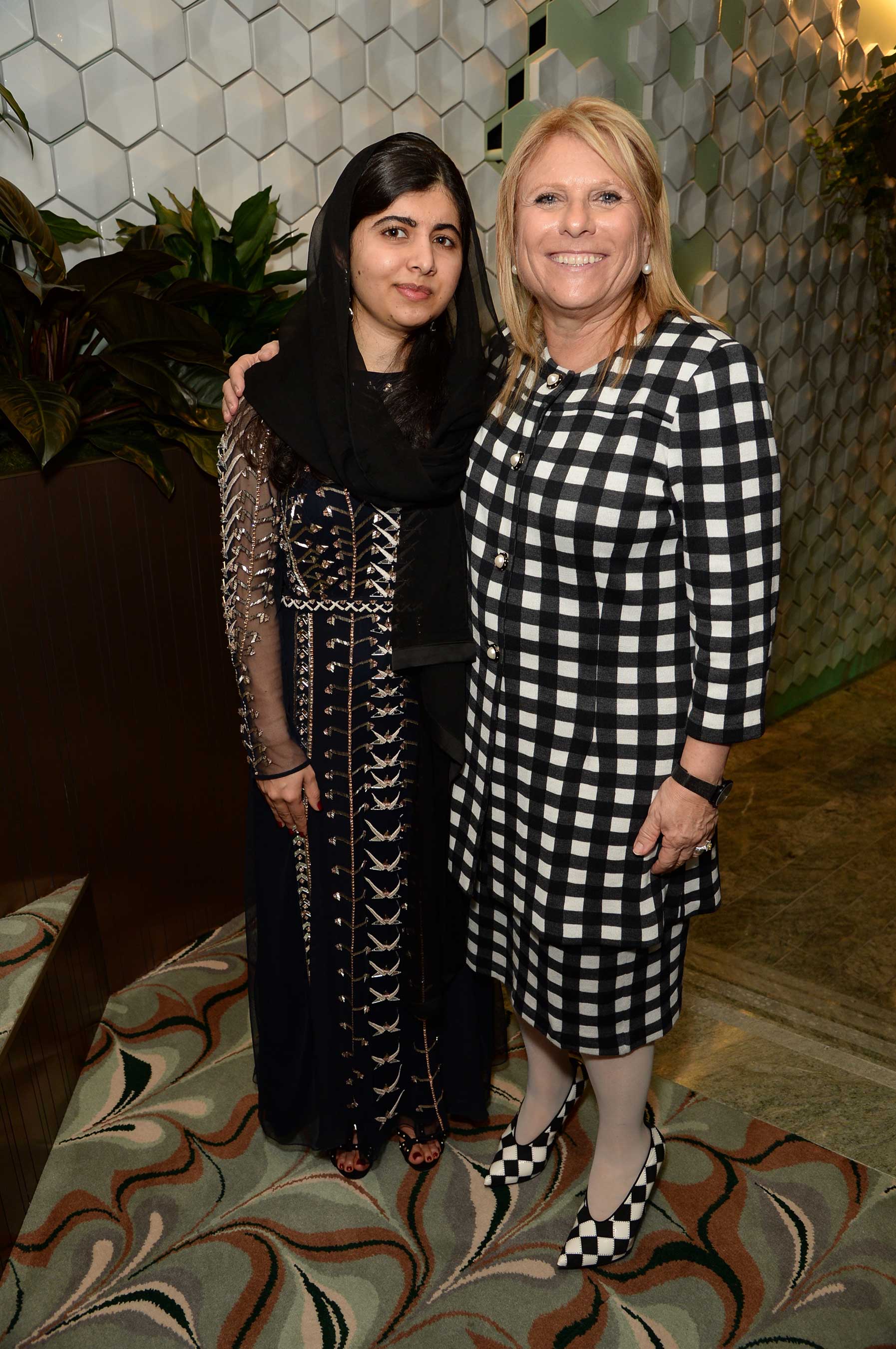 Malala Yousafzai with Celebrity Cruises President and CEO Lisa Lutoff-Perlo on the all-new Celebrity Edge.