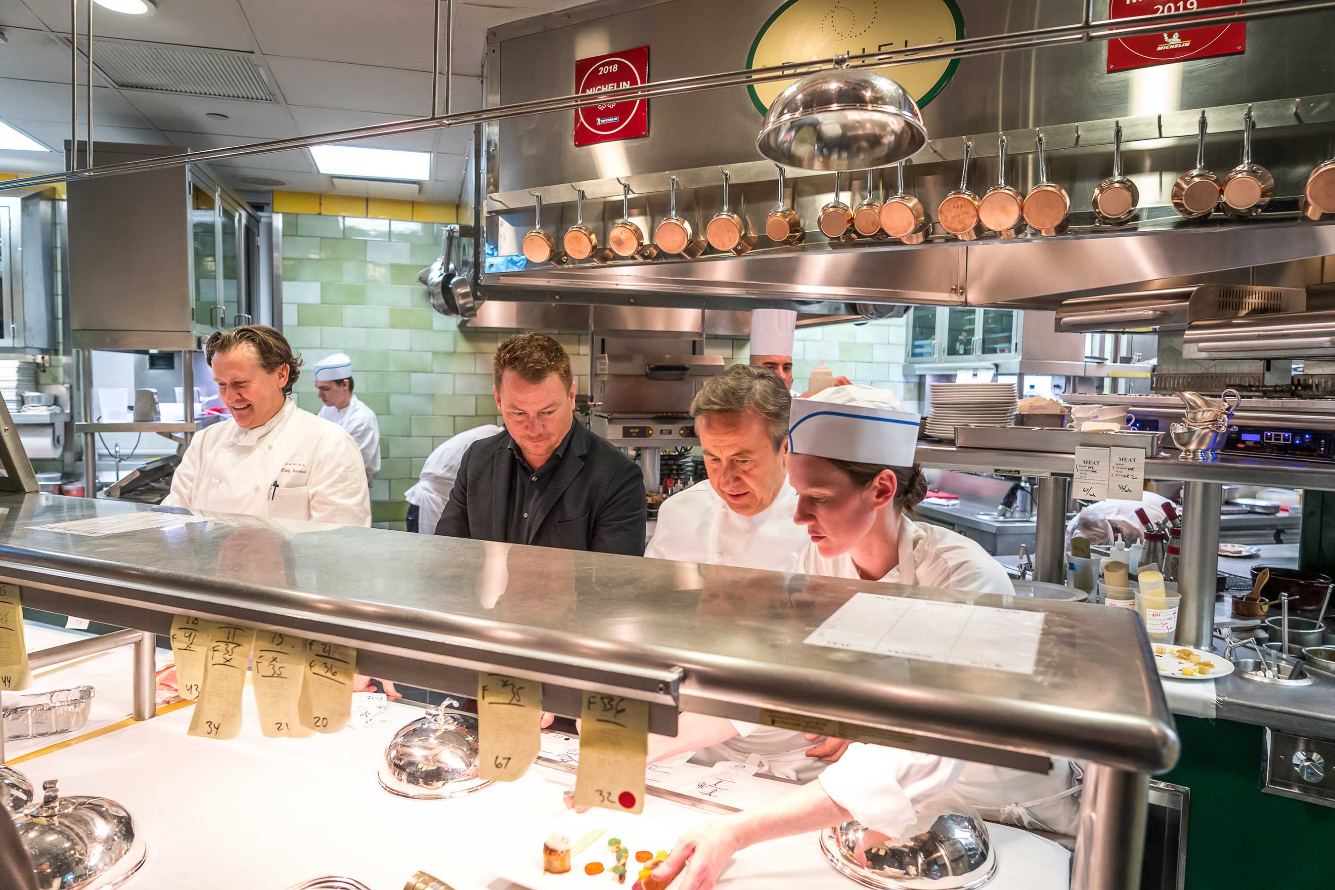 Cornelius Gallagher, Celebrity Cruises, AVP Food and Beverage Operations, with Chef Daniel Boulud, cooking together at Daniel
