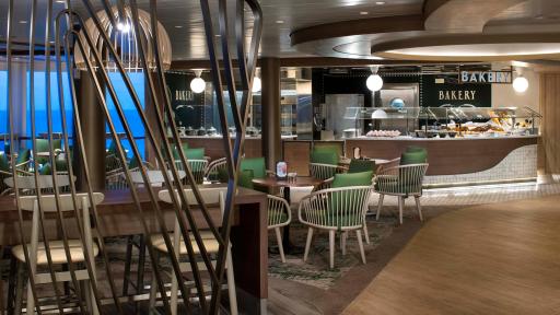 Celebrity Cruises worked closely with BG Studio International to “revolutionize” Oceanview Café and create a comfortable, airy marketplace for guests to enjoy award-winning, globally inspired cuisine.
